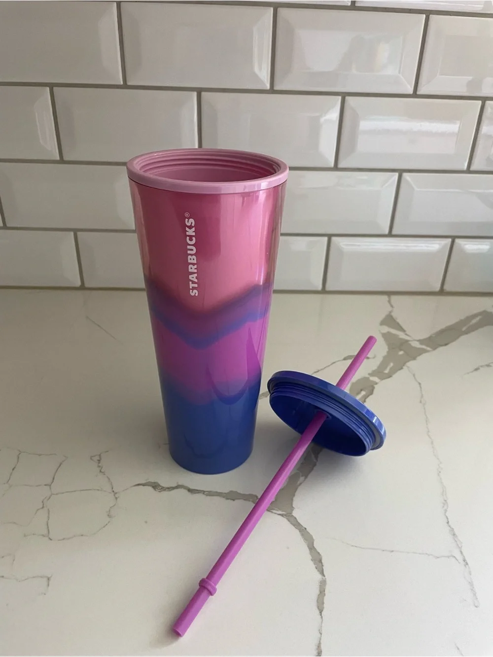Starbucks Summer 2021 Color Wave pink purple blue gradient 24oz venti Cup Tumble